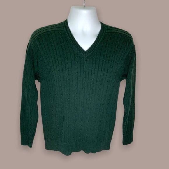 IZOD Cotton Cable-Knit Green Sweater Size M - Picture 6 of 6